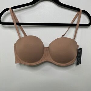 Tahari Multi Way Convertible Bra Beige Strapless Classic Halter 36C‎
